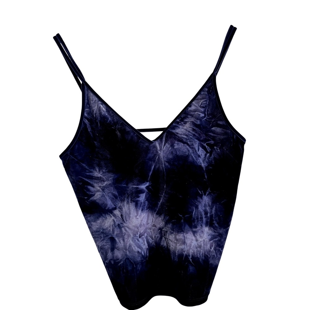 American Eagle Navy Tie Dye Cropped Strappy Tank Top Y2K Velvet Festival M